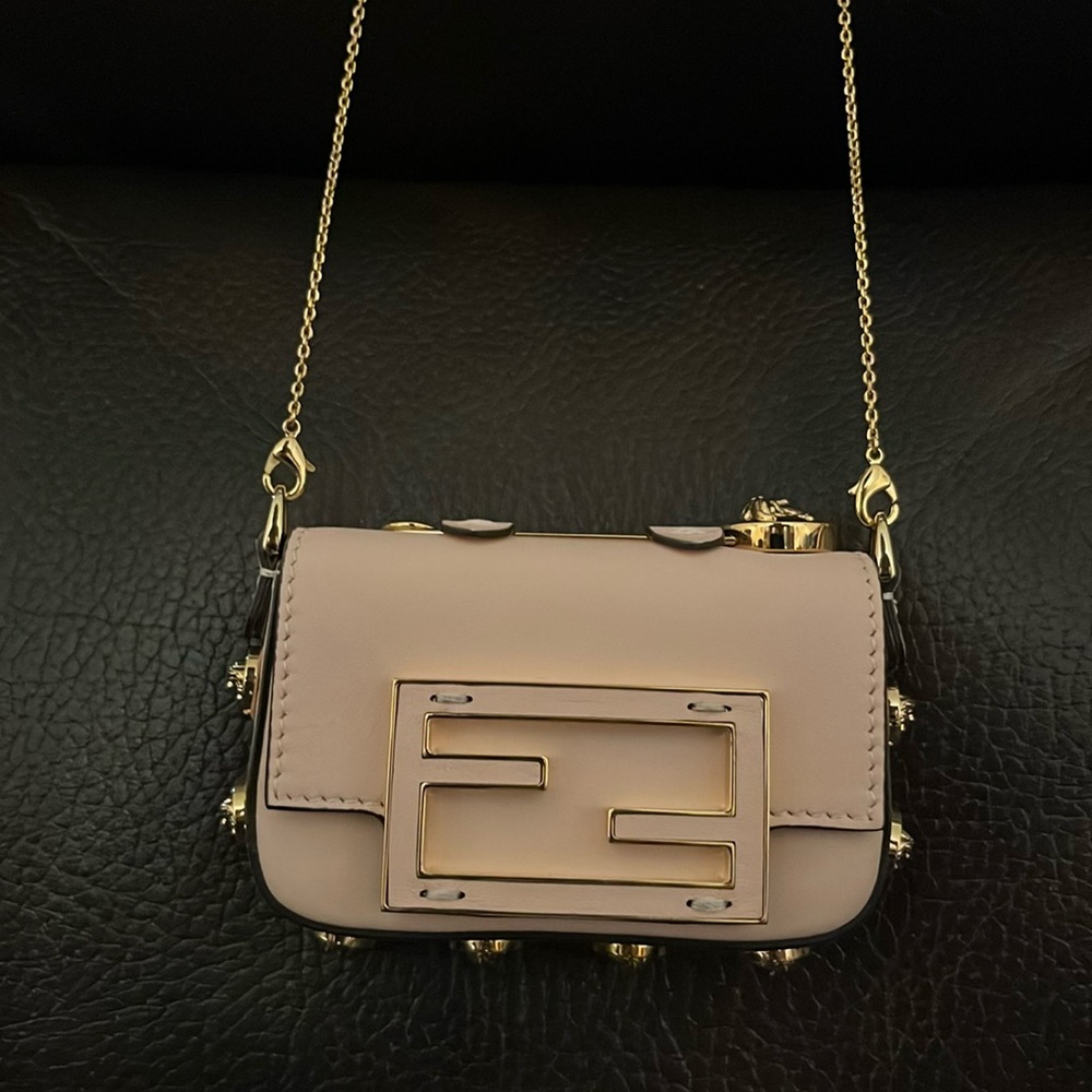 Fendace Versace x fendi Medusa Studded Nano Brooch FF Baguette crossbody bag NEW - Picture 7 of 13
